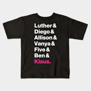 The Umbrella Academy Members - Pink Klaus Kids T-Shirt